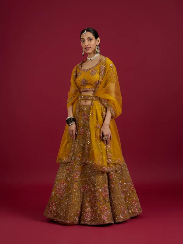 Elegant Mustard Yellow Festive Lehenga